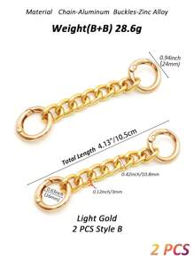 2pcs Bag Strap Extender Chains Metal Purse Chain 98/105mm 2 Styles Shoulder Bag Strap Extender Chains With Spring Gate Rings For Bag Straps Replacement(Gold) - Gold - View 7