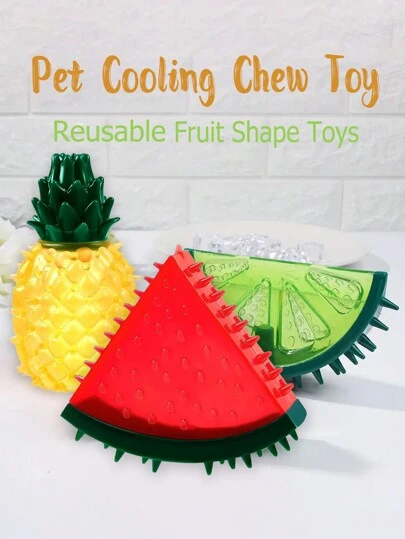 1pc Pet Teether Cooling Chew Toys, Freezable Teething Toy For Puppies, Watermelon And Pineapple Shape Freeze Interactive Toys In Summer, Frozen Dog Treat Training Tools For Small And Medium Dogs