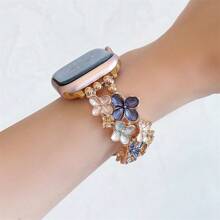 新款豪華珠子表帶，適用於Apple Watch系列9 8 7 6 5 4 3 2 1，女性可愛手工彈性珠子手鍊表帶適用於38mm、40mm、41mm、42mm、44mm、45mm和49mm女性Apple Watch手帶