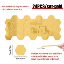48 piezas Pegatinas de espejo de pared hexagonal de acrílico, espejos decorativos desmontables, adornos artísticos con forma hexagonal autoadhesivos para decoración del hogar, pegatinas, vinilos decorativos para decoración del hogar, artículos de decoración de primavera para renovar su hogar, pegatinas de decoración Rama