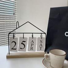 1入創意木製鐵製永久年曆桌上裝飾，適用於辦公室/家庭 - 多色 - 查看 10