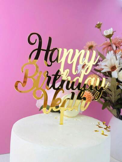 Personalized Happy Birthday Cake Topper Custom Name Acrylic Unique Birthday Party Gift Wood Cake Topper Decor 1pc Waterproof,Ornamental Exquisite,Stylish,Fashionable,Colorful,Vintage Custom,Personalized,Unique Ideal Gifts For Him Her,Boyfriend,Girlfriend,Dad,Mom,Family,Friends,Pets For Anniversaries,For Valentine's Day,For Mother's Day,For Birthdays,For Youth's Day,For Father's Day,For Graduation,For Weddings,For Housewarming Dining Room,Living Room,Bedroom,Tea Room,Home,Christmas,Gala Night,Customized Wedding Tableware,Chic Autumn,Home & Living,Christmas Home Atmosphere, Autumn Home Refresh
