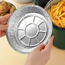 10pcs Tin Foil Tray, Air Fryer Special Oven, Aluminum Foil Tray, Tin Foil Pad, Barbecue Tray, Tin Foil Tray, Pizza Bottom Bowl - Silver - View 5