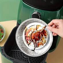 10pcs Tin Foil Tray, Air Fryer Special Oven, Aluminum Foil Tray, Tin Foil Pad, Barbecue Tray, Tin Foil Tray, Pizza Bottom Bowl - Silver - View 3