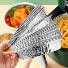 10pcs Tin Foil Tray, Air Fryer Special Oven, Aluminum Foil Tray, Tin Foil Pad, Barbecue Tray, Tin Foil Tray, Pizza Bottom Bowl - Silver - View 6