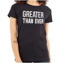 Urban Womens Fitted Graphic Tee Shirt Cool Motivational Attitude Greater Than Ever Inspirational Saying Ladies Casual Slim Fit Fashion Cotton Printed Short Sleeve Crewneck Tshirt - 黑色 - 查看 1