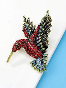 1pc Women's Hummingbird Rhinestone Brooch, Bird Animal Suit Pin Accessory