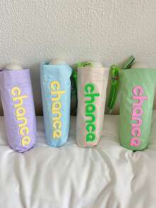 1pc 88cm Highly Attractive Solid Color Silicone Letter Patch Foldable Umbrella, Purple - Lilac Purple - View 8