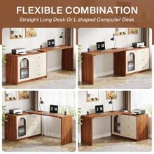 Tribesigns L Shaped Computer Desk With Storage Drawers, 47 Inch Reversible Long Desk L-Shaped Office Desk Study Writing Table Workstation For Home Office - Brown & White - View 8