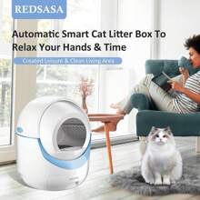 Self Cleaning Cat Litter Box Robot 70+10L Automatic Cat Litter Box With APP - Blauw - Bekijken 7