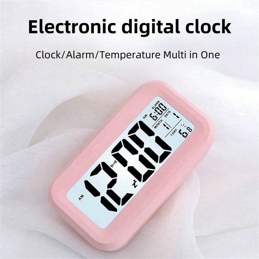 Reloj digital electrónico inteligente con batería, alimentación de noche, reloj despertador de estudiante, volumen extra grande para escritorio - versión inglesa - Ver 1