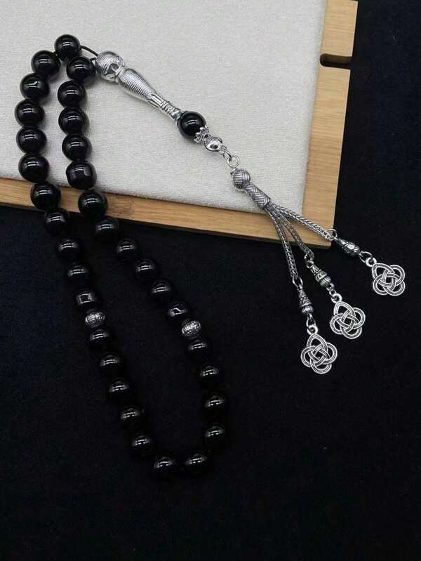 1 Pc 10mm Porcelain Glass Obsidian Prayer Beads Classical Tassels Arab Muslim Bracelets Jewelry Holiday Gifts