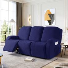 Stretch Recliner Sofa Covers, Reclining Couch Covers With Pockets, Jacquard Reclining Sofa Covers Soft Washable Furniture Protector With Elastic Bottom - Dark Blue - View 1