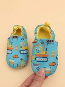 1 Coppia di Ciabatte Antiscivolo con Fantasia di Escavatore Animato per Ragazzi e Ragazze, Scarpe Basse per Bambini con Suola Morbida per le Quattro Stagioni e la Prima Infanzia
