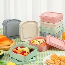 1pc Portable Lunch/Bento Box With Large Capacity For Toast, Bread And Sandwich Macaron Color Bread Shaped Food Storage Container, Plastic Lunchbox With Lid Snack Box, Cute And Leakproof Bento Box, Reusable And , Perfect For Packing Lunch, Snacks Or Leftovers, Ideal For On-The-Go, Pastel Pink, Green, Beige, And Gray Colors.