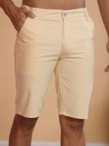 Men Denim Shorts - Yellow - View 4