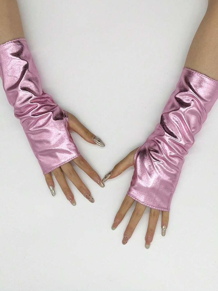 Une paire de gants courts sans doigts  enrobé pour femmes, accessoires vestimentaires, gants  à revêtement réfléchissant lumineux pour l'été - Multicolore - Voir 16