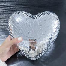 1个迪斯科银色心形吊坠，适合情人节、婚礼、派对和舞会装饰。 - 銀色 - 查看 3