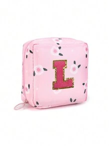 1 Pc Portable Sanitary Napkin Storage Bag - Large Capacity Waterproof Cartoon Design - Suitable For Girls In Their Menstrual Period! Waterproof Cosmetic Travel Bag, Coin Wallet, Teen Girl Cash Bag, Pink Flower 26 Letter Towel Embroidery, Adorable Multi-Purpose Storage Bag, Portable And Large Capacity Makeup Bag Makeup Bags Makeup Organizer Make Up Organizer Makeup Storage Makeup Pouch Make Up Pouch Make Up Bag - Pink - View 23