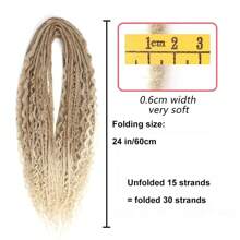 Extensiones de rastas sintéticas de doble extremo de 24 pulgadas, set mixto de 3 en 1 con extremos rizados, rastas hechas a mano estilo hippie bohemio ondulado, 15 hebras