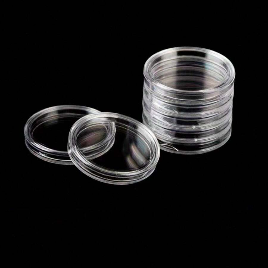 50pcs 27mm Coin Holder Case, Zodiac Commemorative Coin Protective Display Box - Transparent - View 1