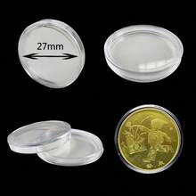 50pcs 27mm Coin Holder Case, Zodiac Commemorative Coin Protective Display Box - Transparent - View 4