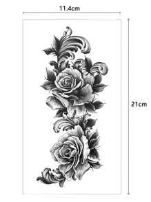 3pcs Sexy Flower Temporary Tattoo Stickers For Women Body Art, Realistic Black Rose Design Waterproof Tattoo For Arm/Leg