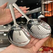 1PC/2pcs Large Stainless Steel Buffet Spoon, Large Serving Spoon, Party/Banquet/Buffet Spoon, Dishwasher Safe, Kitchen Silver Spoon, Practical Kitchen Gadgets For Family Use,School Supplies