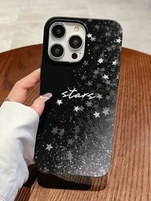 One Matte Black With Shiny Starry Sky Design Phone Case Compatible With IPhone 11/12/13/14 Pro Max/15 (Round Edges) - Multicolor - View 3