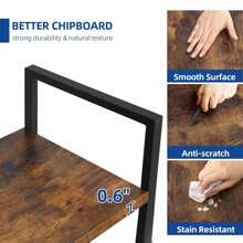 工業風4-6層架木質書櫃書架儲物展示架書架，適用於客廳家居辦公室 - 棕色 - 查看 5