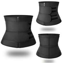 Tricolor Sweat Waist Trainer For Women Two Belts, Neoprene Workout Corset Waist Trainer Cincher Trimmer Shaper Zipper, Sports