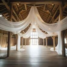 1 pezzo, Striscione per arco da matrimonio lungo 315 pollici, tendaggi di chiffon bianchi trasparenti per decorazioni per cerimonie di matrimonio e fidanzamento, decorazioni per scene, decorazioni per la casa, ristoranti, sfondi per palcoscenici scolastici, decorazioni per il giardino
