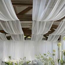 1 pezzo, Striscione per arco da matrimonio lungo 315 pollici, tendaggi di chiffon bianchi trasparenti per decorazioni per cerimonie di matrimonio e fidanzamento, decorazioni per scene, decorazioni per la casa, ristoranti, sfondi per palcoscenici scolastici, decorazioni per il giardino