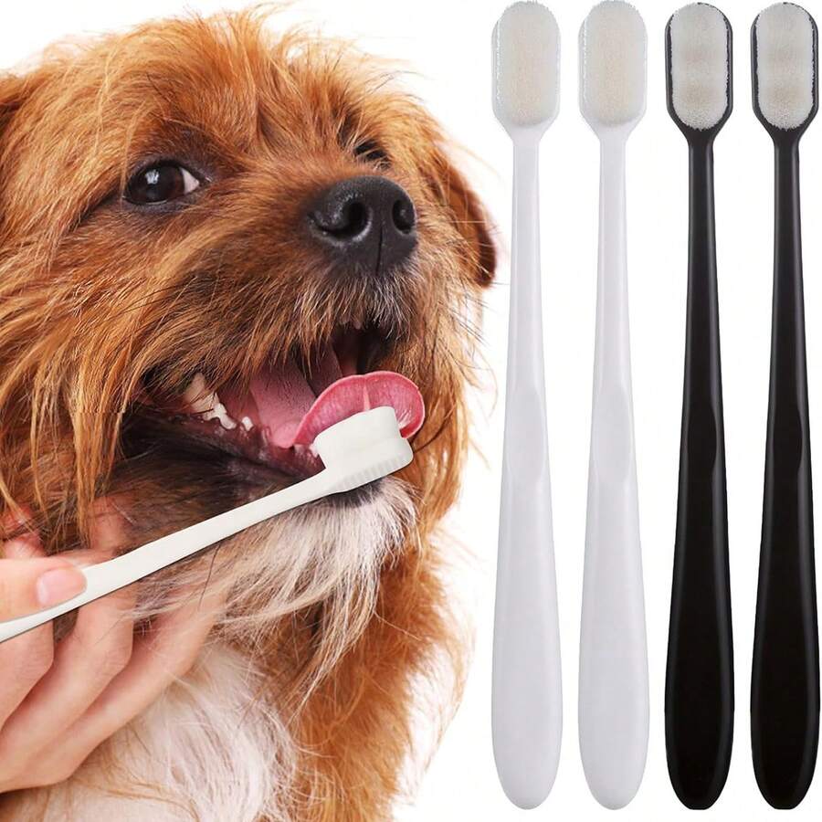 4-Pack Ultra Soft Dog Toothbrush For Small To Large Dog Brushing Toothbrush For Cats & Dogs Teeth Cleaning & Protecting Pet Teeth For Convenient Care Puppy Toothbrush Set - Multicolor - View 1