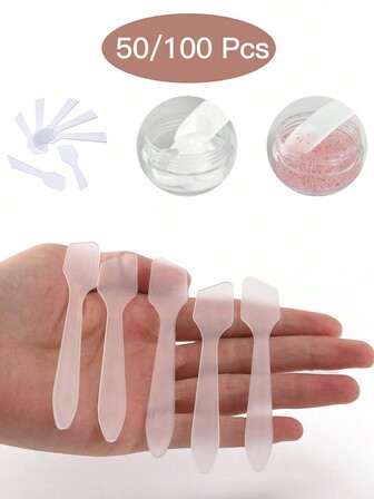 10/50/100PCS 迷你化妆铲面霜化妆面膜勺化妆勺，DIY 化妆工具霜棒美容工具套装，DIY 面部面霜搅拌铲勺化妆化妆品化妆工具旅行必需品旅行学校学校用品假日露营假日必需品度假配件女士香水男士香水沙滩瓶