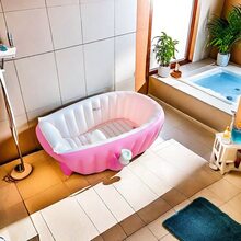 1PC Inflatable Bath PVC Color Random, Indoor Bath Portable Folding Basin, Sitting And Lying Bath Travel Swimming Inflatable Basin - Multicolor - View 2
