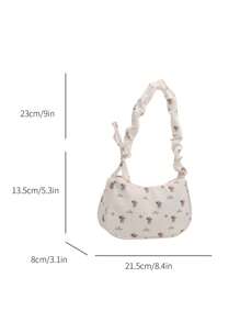 1入便攜式花紋聚酯拉鍊肩袋，時尚且適合女性日常使用 - 彩色 - 查看 2