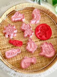 8入組蜜蜂餅乾切割器套裝,蜂蜜餅乾模具3d卡通可壓餅乾模具,diy餅乾印章廚房烘焙配件製糕點烘焙器具 - 粉色 - 查看 19