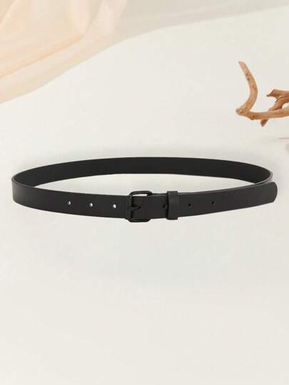 1 条女士简约方形扣黑色腰带，百搭连衣裙和牛仔裤，适合秋季、秋季、万圣节日常穿着