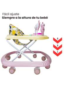 Andadera para Bebe Plegable,Musical, Andador 8 Llantas de Gel Abeja - Rosa - Ver 3