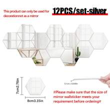 48 piezas Pegatinas de espejo de pared hexagonal de acrílico, espejos decorativos desmontables, adornos artísticos con forma hexagonal autoadhesivos para decoración del hogar, pegatinas, vinilos decorativos para decoración del hogar, artículos de decoración de primavera para renovar su hogar, pegatinas de decoración Rama