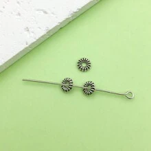 Bộ 50 Hạt Cổ Bạc Rời Hợp Kim Miếng Đệm Hạt Có Lỗ Mũ Hạt Kim Loại Hạt Bạc Cổ Miếng Đệm Thủ Công Cho Vòng Tay Vòng Cổ Hàng Thủ Công Trang Sức DIY Craft - Màu Bạc Cổ - Xem 19