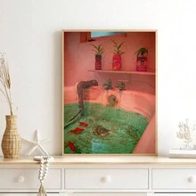 1pc Unframed Bathtub Fish Illustration Wall Art, Colorful Wall Art For Bathroom/Toilet - Multicolor - View 3