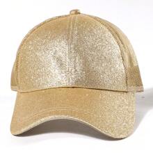 1pc Women's Multicolor Shiny Visor Ponytail Baseball Cap, Lightweight Fabric Sunshade Design Suitable For Everyday Wear, Summer