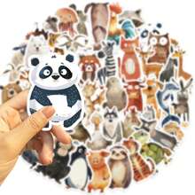 50入組水彩動物：海龜水母斑馬防水DIY創意貼紙，適用於筆記型電腦、桌面電腦、手機、平板電腦、手機殼、吉他、杯子、旅行、摩托車、汽車配件貼紙 - 彩色 - 查看 7