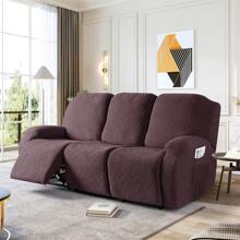 Stretch Recliner Sofa Covers, Reclining Couch Covers With Pockets, Jacquard Reclining Sofa Covers Soft Washable Furniture Protector With Elastic Bottom - Dark Coffee - View 1