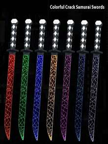 1pc Cracked Warrior Light Up Laser Sword Toy With 7 Color Acrylic Blade & Sheath, Great For Cos - Multicolor - View 2