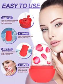 1pc Silicone Ice Roller, Rose Flower Shaped Ice Cube Tray, Ice Cube Mold For Facial Care, Face Mask Ice Tray, Eye And Neck Ice Roller Mold, Natural Skin Soothing And Skincare, Reduce Puffiness, Reusable Massage Silicone Ice Mold, Facial Care, Gift For SPA Girls - Multicolor - View 2