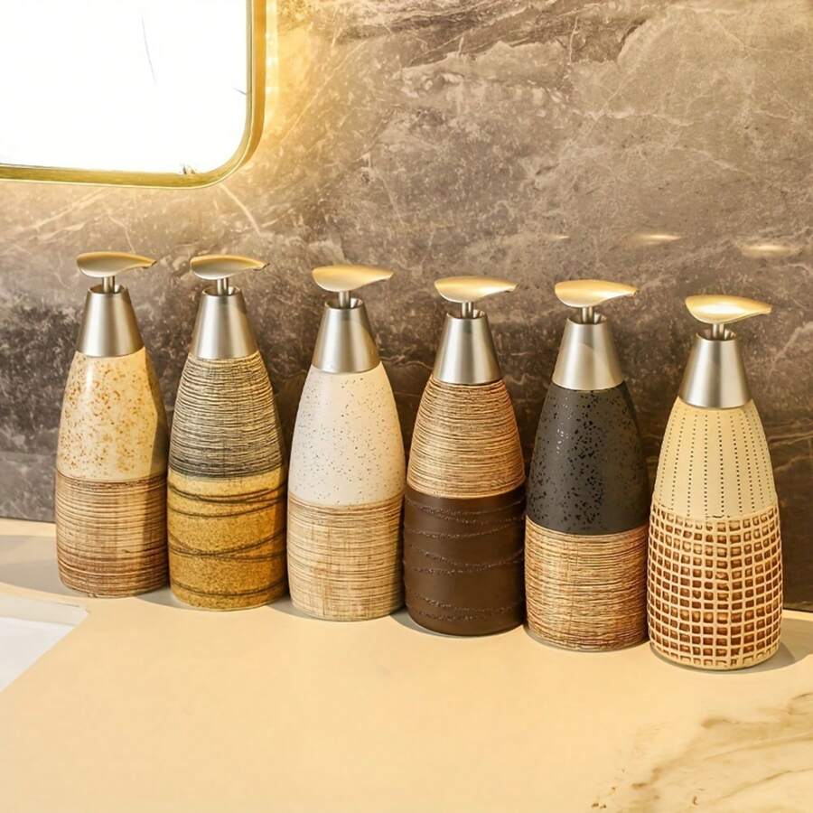 1 Piece 400ml Retro Style PushType Brushed Tapered Lotion Bottle