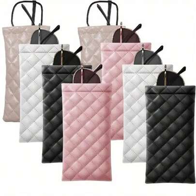 1pc/2pcs/3pcs/4pcs/8pcs Unisex Portable Compressed Eyeglasses Case - PU Leather Multi-Function Storage Bag For Glasses, Phone, Coins, Eye Mask, Makeup Brushes (4 Colors Available) For Travel Storage Bag,Makeup Bag,Cosmetic Bag,Vacation Organizer,Large Capacity Makeup Organizer Makeup Case, For Lipstick, Brush, Skincare, Mobile Phone, Coin, Small Items, For Home,Gift,Vacation And Festival Halloween Christmas Multifunctional Use,Boho Vibes